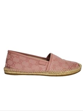 Gucci Pink GG Monogram Canvas Pilar Espadrille Flats